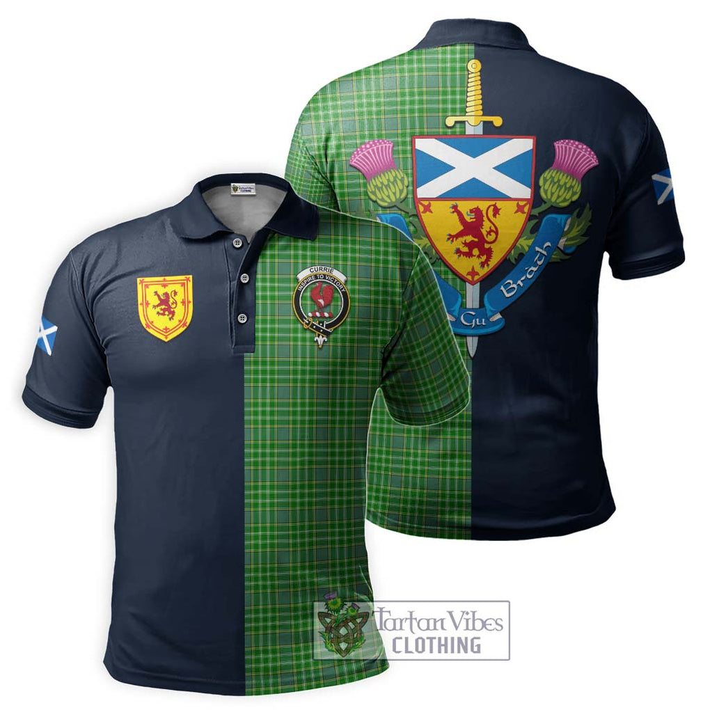 Currie Tartan Polo Shirt Alba with Scottish Lion Royal Arm Half Style Kid - Tartan Vibes Clothing