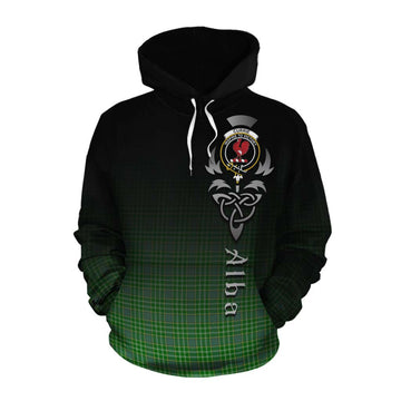 Tartan Vibes Clothing Currie Tartan Cotton Hoodie Featuring Alba Gu Brath Family Crest Celtic Inspired