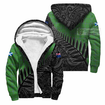 Currie Crest Tartan Sherpa Hoodie with New Zealand Silver Fern Half Style Unisex S - Tartan Vibes Clothing