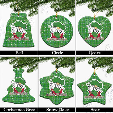 Currie Tartan Christmas Ceramic Ornaments with Scottish Gnome Playing Bagpipes Ceramic - Tartan Vibes Clothing