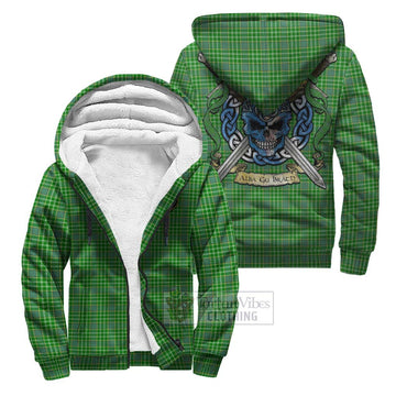 Currie Tartan Sherpa Hoodie with Family Crest Celtic Skull Style Unisex S - Tartan Vibes Clothing
