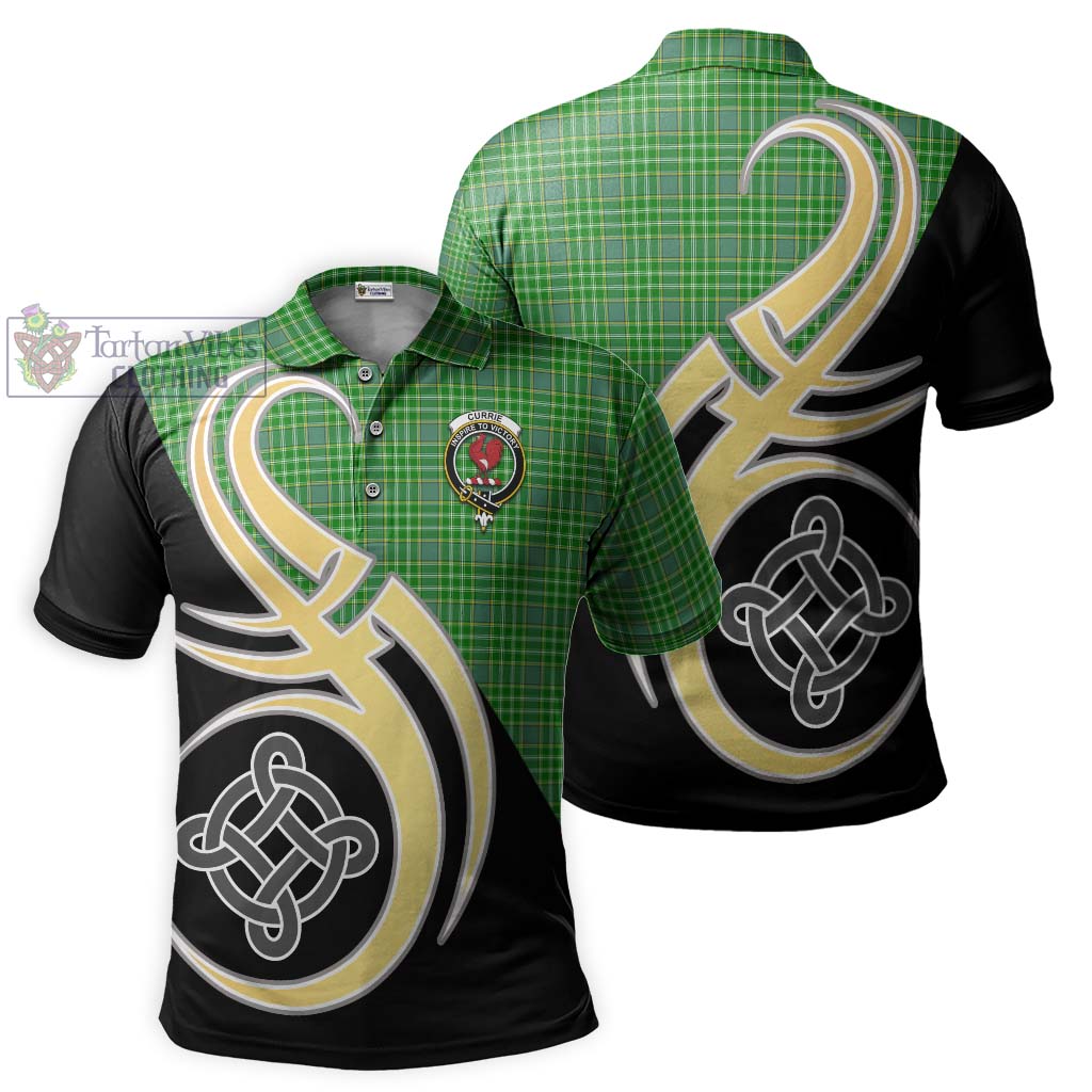Currie Tartan Polo Shirt with Family Crest and Celtic Symbol Style Kid - Tartan Vibes Clothing