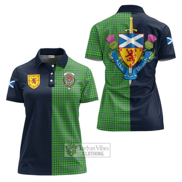 Currie Tartan Women's Polo Shirt Alba with Scottish Lion Royal Arm Half Style Women - Tartan Vibes Clothing