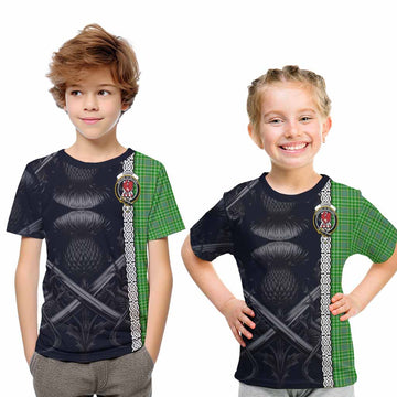 Currie Tartan Kid T-Shirt with Family Crest Cross Sword Thistle Celtic Vibes Youth XL Size14 - Tartan Vibes Clothing