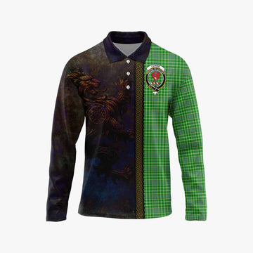 Tartan Vibes Clothing Currie Tartan Family Crest Long Sleeve Polo Shirt Alba Gu Brath Be Brave Lion Ancient Style