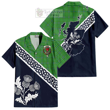 Currie Tartan Hawaiian Shirt Featuring Thistle and Scotland Map Kid - Tartan Vibes Clothing
