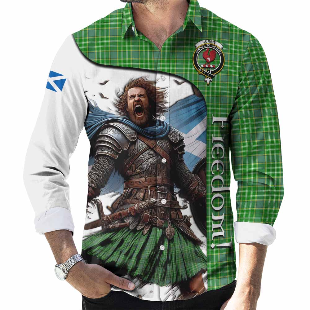 Currie Crest Tartan Long Sleeve Button Shirt Inspired by the Freedom of Scottish Warrior Men's Shirt S - Tartan Vibes Clothing