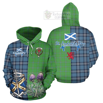 Currie Tartan Hoodie Happy St. Andrew's Day Half Tartan Style Zip Hoodie - Tartan Vibes Clothing