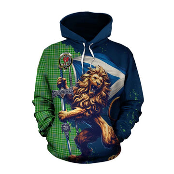 Currie Tartan Family Crest Cotton Hoodie with Scottish Majestic Lion Pullover Hoodie XS - Tartan Vibes Clothing