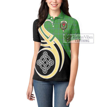 Currie Tartan Women's Polo Shirt with Family Crest and Celtic Symbol Style Women - Tartan Vibes Clothing