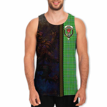 Tartan Vibes Clothing Currie Tartan Family Crest Men's Tank Top Alba Gu Brath Be Brave Lion Ancient Style