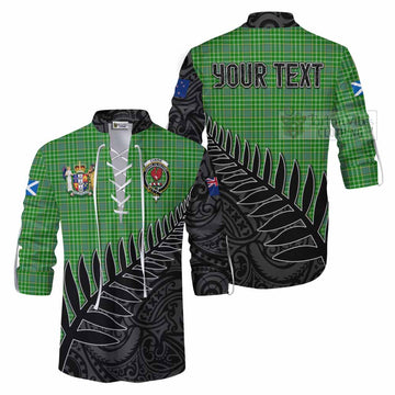 Currie Crest Tartan Ghillie Kilt Shirt with New Zealand Silver Fern Half Style Men - Tartan Vibes Clothing