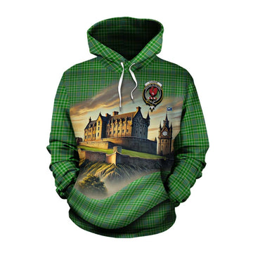 Currie Tartan Family Crest Cotton Hoodie with Scottish Ancient Castle Style Pullover Hoodie XS - Tartan Vibes Clothing