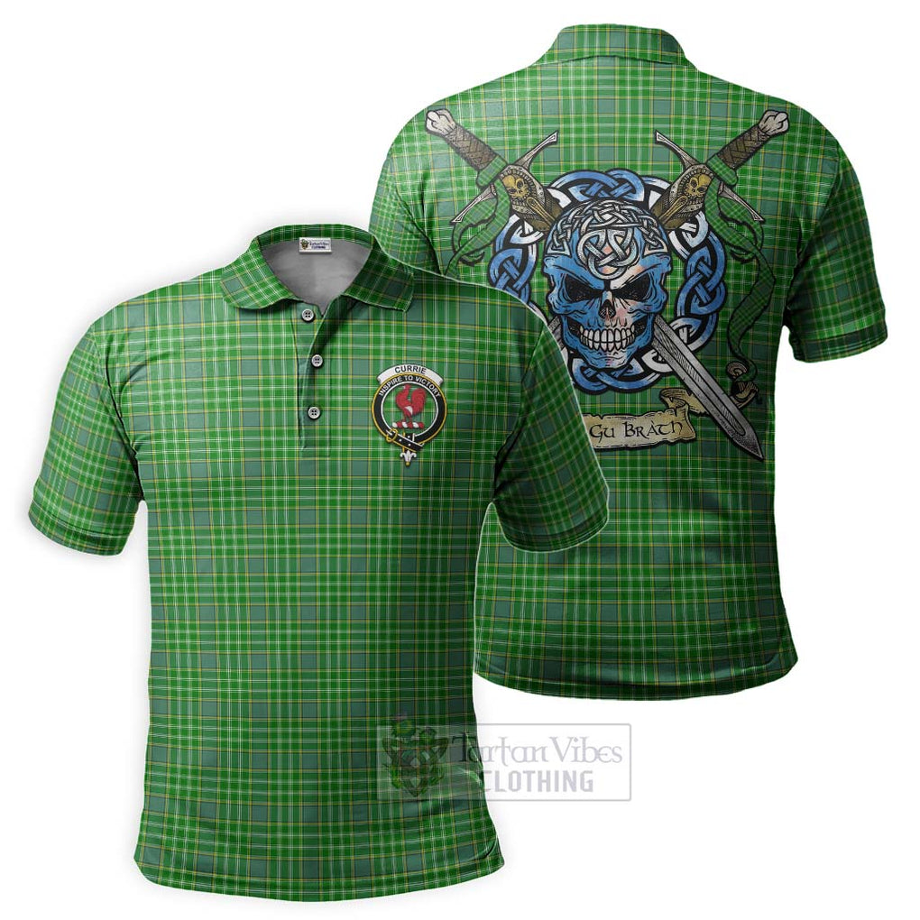 Currie Tartan Polo Shirt with Family Crest Celtic Skull Style Kid - Tartan Vibes Clothing