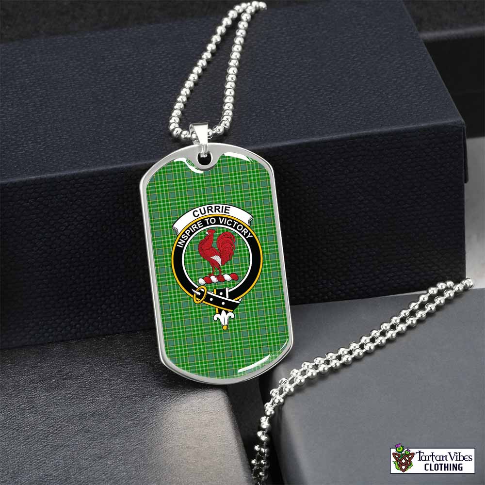 Currie Tartan Dog Tag Necklace with Family Crest Silver No - Tartan Vibes Clothing