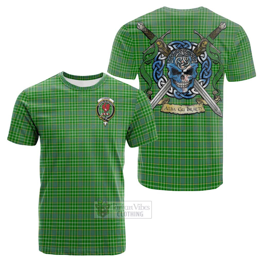 Currie Tartan Cotton T-shirt with Family Crest Celtic Skull Style Kid's Shirt - Tartan Vibes Clothing