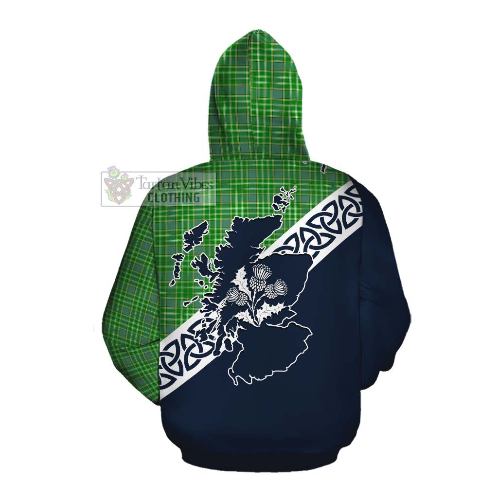 Currie Tartan Cotton Hoodie Featuring Thistle and Scotland Map Pullover Hoodie - Tartan Vibes Clothing