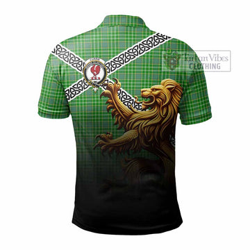 Currie Crest Tartan Polo Shirt with Golden Lion Emblem Celtic Style - Tartan Vibes Clothing