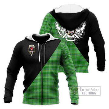Currie Tartan Knitted Hoodie with Family Crest and Military Logo Style Unisex Knitted Zip Hoodie - Tartan Vibes Clothing