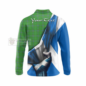 Currie Tartan Long Sleeve Polo Shirt with Family Crest Scotland Patriotic Style - Tartan Vibes Clothing