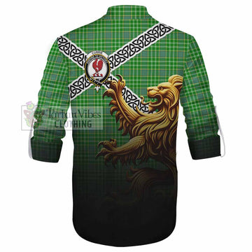 Currie Crest Tartan Ghillie Kilt Shirt with Golden Lion Emblem Celtic Style - Tartan Vibes Clothing