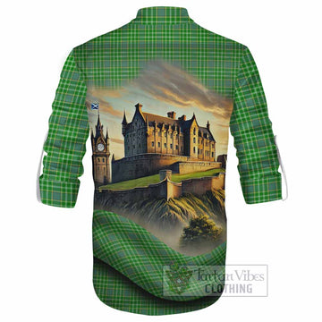Currie Tartan Family Crest Ghillie Kilt Shirt with Scottish Ancient Castle Style - Tartan Vibes Clothing