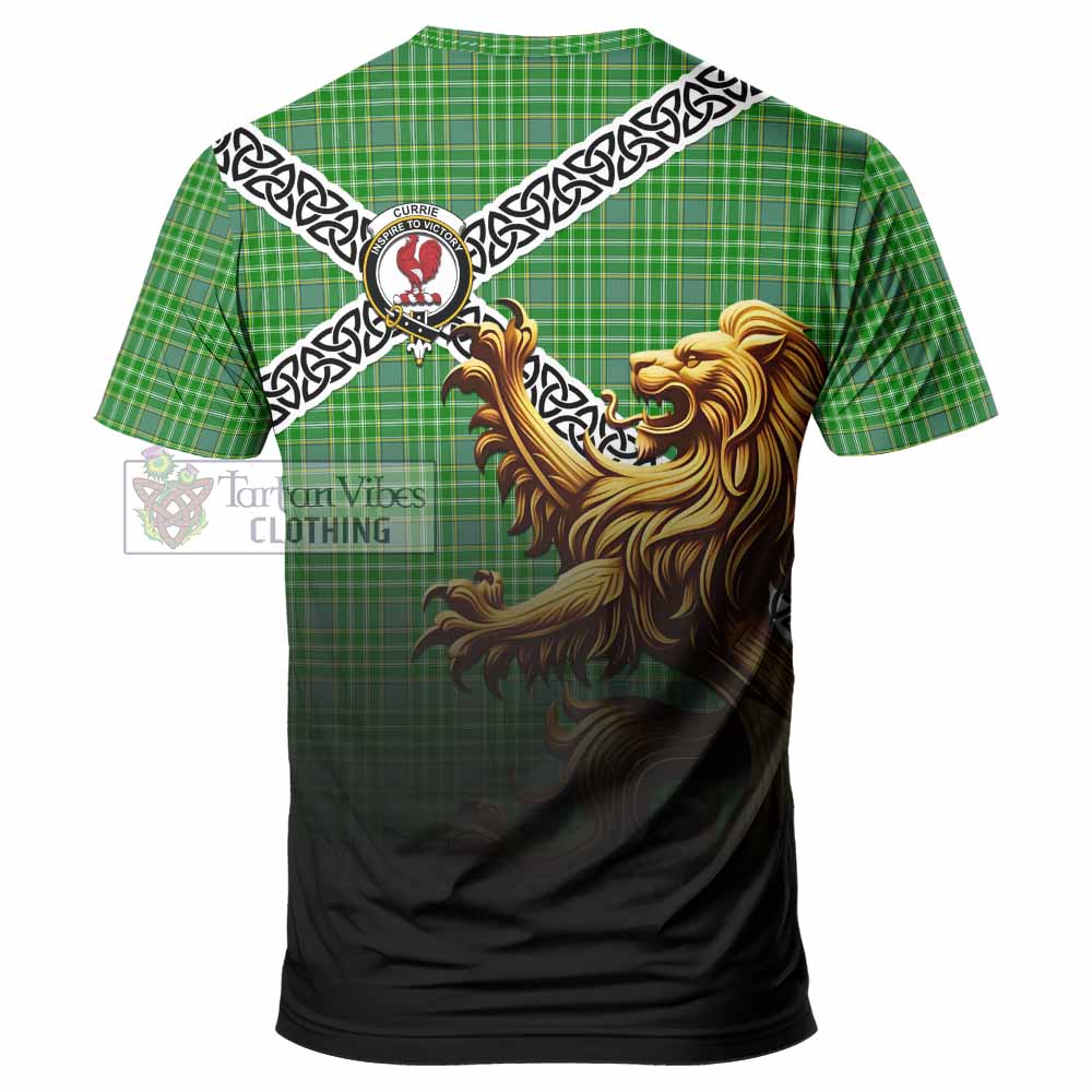 Currie Crest Tartan T-Shirt with Golden Lion Emblem Celtic Style - Tartan Vibes Clothing