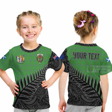 Currie Crest Tartan Kid T-Shirt with New Zealand Silver Fern Half Style - Tartan Vibes Clothing
