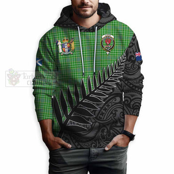 Currie Crest Tartan Hoodie with New Zealand Silver Fern Half Style - Tartan Vibes Clothing