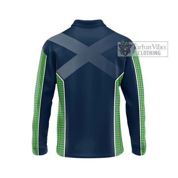 Currie Tartan Long Sleeve Polo Shirt with Family Crest and Lion Rampant Vibes Sport Style - Tartan Vibes Clothing