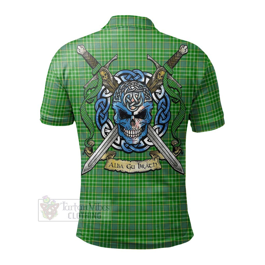 Currie Tartan Polo Shirt with Family Crest Celtic Skull Style - Tartan Vibes Clothing
