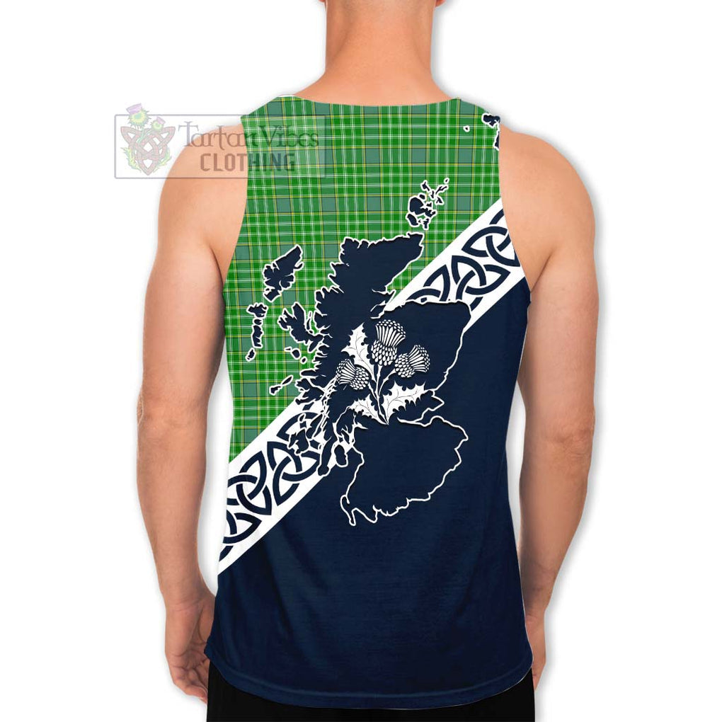 Currie Tartan Men's Tank Top Featuring Thistle and Scotland Map - Tartan Vibes Clothing