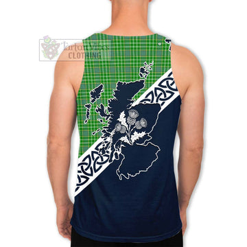 Currie Tartan Men's Tank Top Featuring Thistle and Scotland Map - Tartan Vibes Clothing