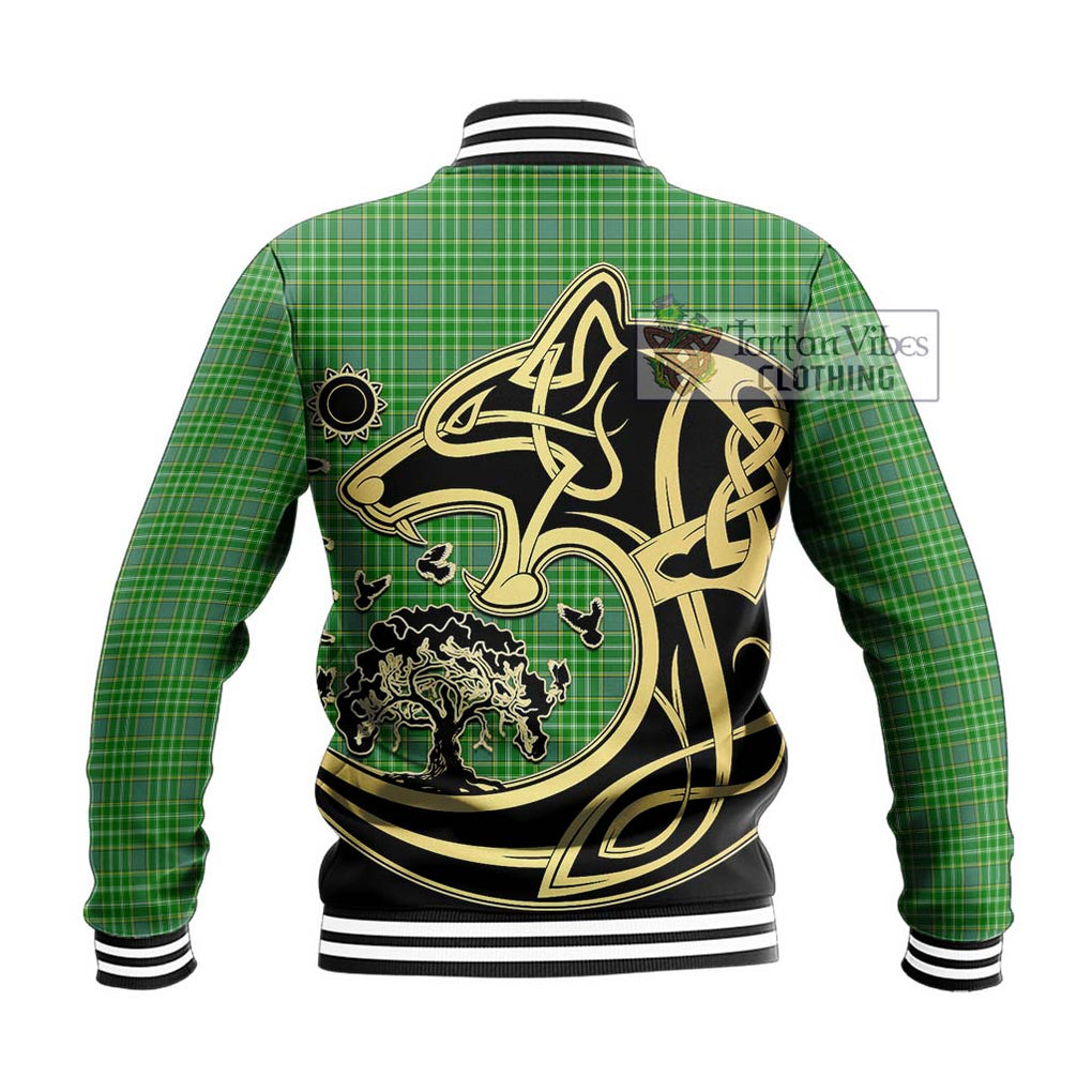 Currie Tartan Baseball Jacket with Family Crest Celtic Wolf Style - Tartan Vibes Clothing