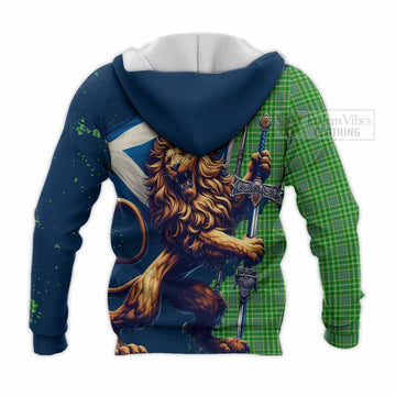 Currie Tartan Family Crest Knitted Hoodie with Scottish Majestic Lion - Tartan Vibes Clothing