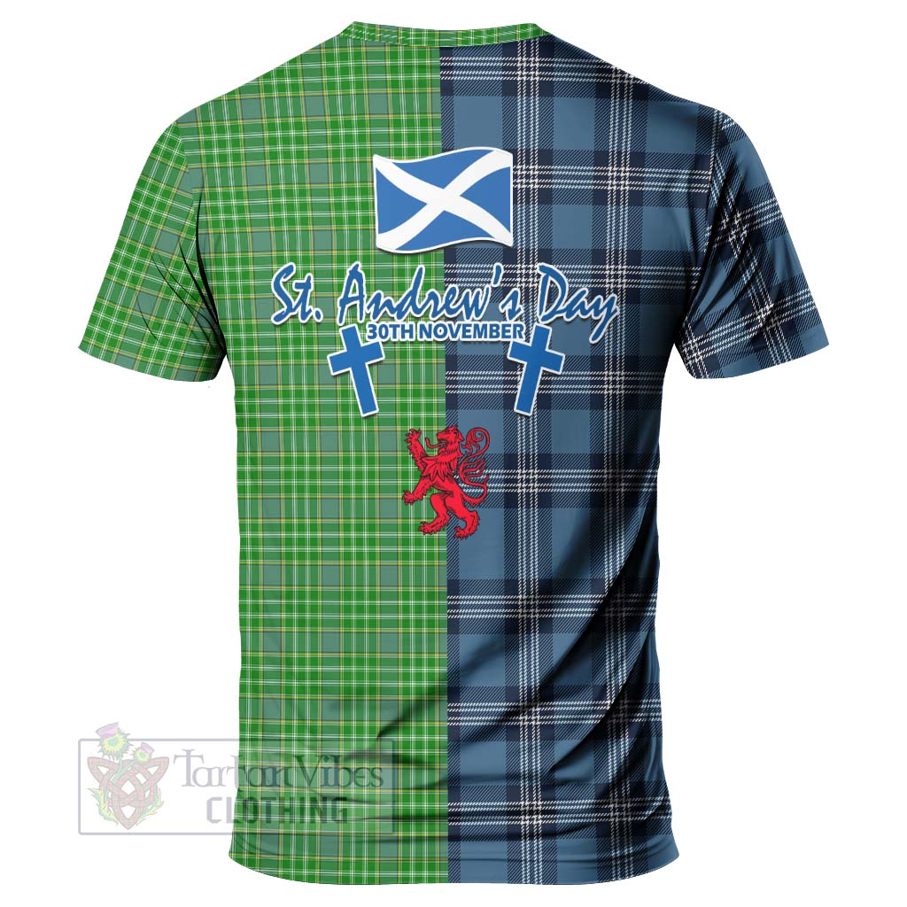 Currie Tartan T-Shirt Happy St. Andrew's Day Half Tartan Style - Tartan Vibes Clothing