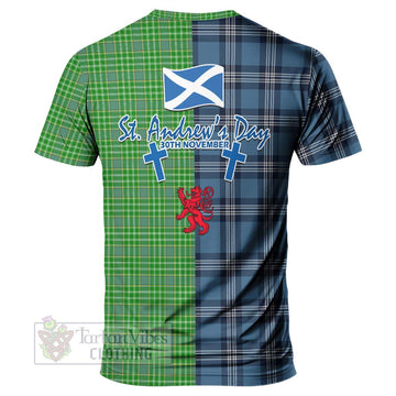 Currie Tartan T-Shirt Happy St. Andrew's Day Half Tartan Style