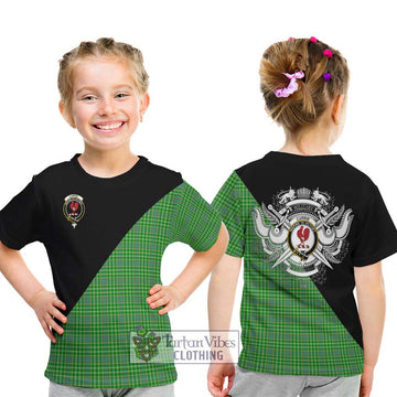Currie Tartan Kid T-Shirt with Family Crest and Military Logo Style - Tartan Vibes Clothing