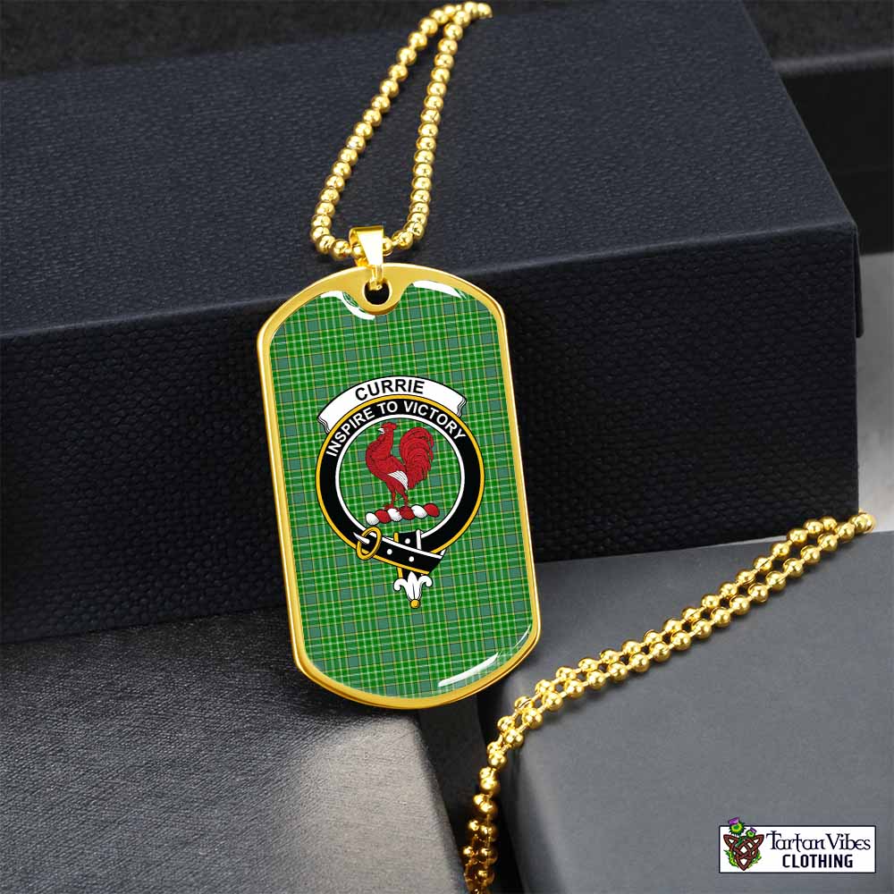 Currie Tartan Dog Tag Necklace with Family Crest Gold No - Tartan Vibes Clothing