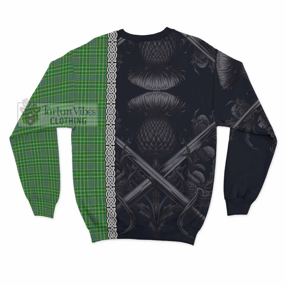 Currie Tartan Sweatshirt with Family Crest Cross Sword Thistle Celtic Vibes - Tartan Vibes Clothing