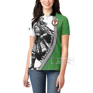 Currie Tartan Clan Crest Women's Polo Shirt with Highlander Warrior Celtic Style - Tartan Vibes Clothing