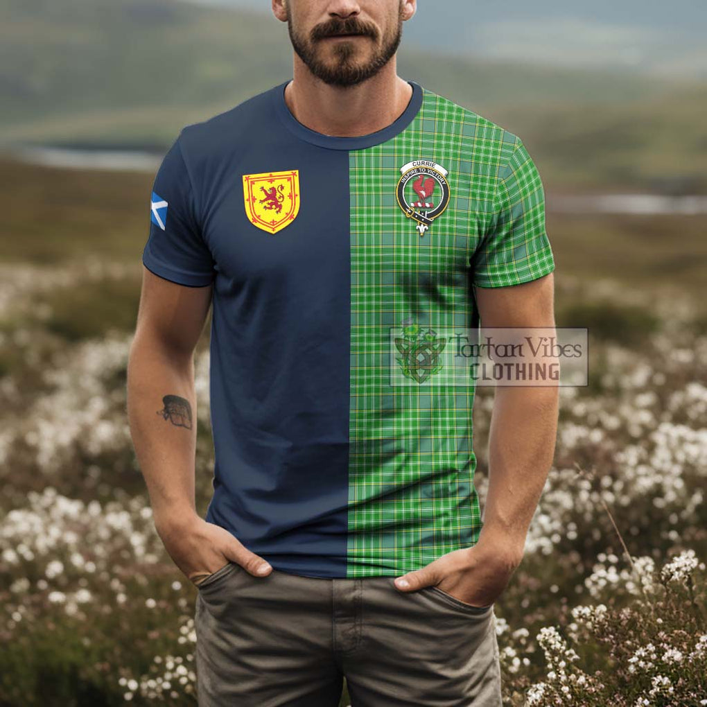 Currie Tartan T-Shirt Alba with Scottish Lion Royal Arm Half Style - Tartan Vibes Clothing