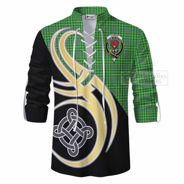 Currie Tartan Ghillie Kilt Shirt with Family Crest and Celtic Symbol Style - Tartan Vibes Clothing