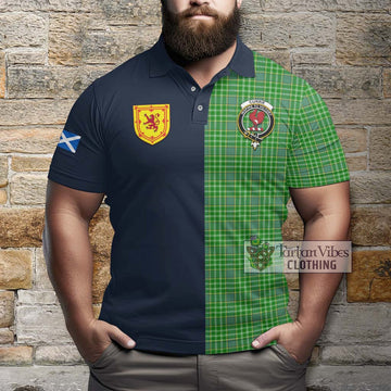 Currie Tartan Polo Shirt Alba with Scottish Lion Royal Arm Half Style - Tartan Vibes Clothing
