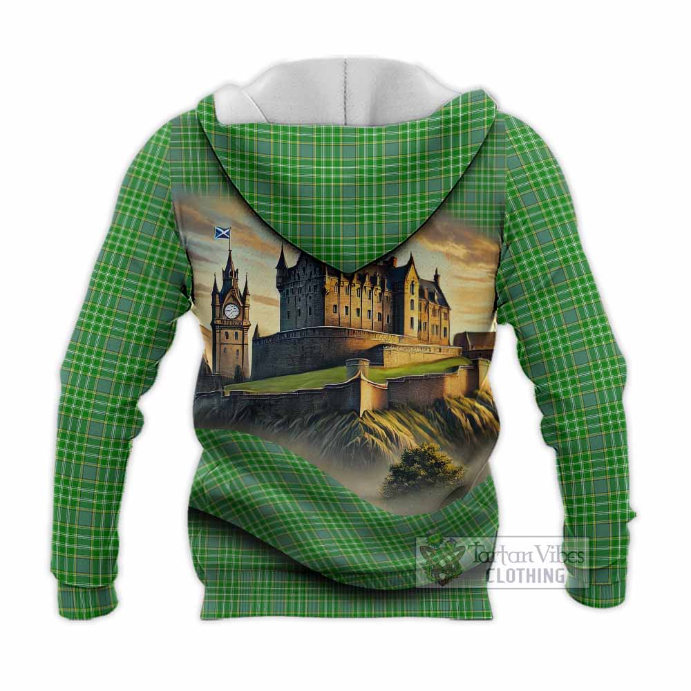 Currie Tartan Family Crest Knitted Hoodie with Scottish Ancient Castle Style - Tartan Vibes Clothing
