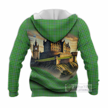 Currie Tartan Family Crest Knitted Hoodie with Scottish Ancient Castle Style - Tartan Vibes Clothing