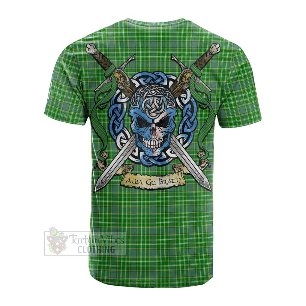 Currie Tartan Cotton T-shirt with Family Crest Celtic Skull Style Men's Shirt - Tartan Vibes Clothing