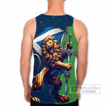 Currie Tartan Family Crest Men's Tank Top with Scottish Majestic Lion - Tartan Vibes Clothing