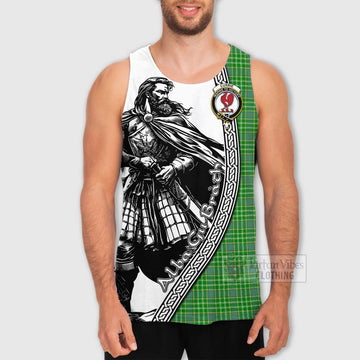 Currie Tartan Clan Crest Men's Tank Top with Highlander Warrior Celtic Style - Tartan Vibes Clothing