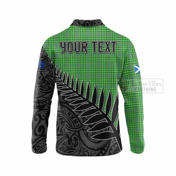 Currie Crest Tartan Long Sleeve Polo Shirt with New Zealand Silver Fern Half Style - Tartan Vibes Clothing